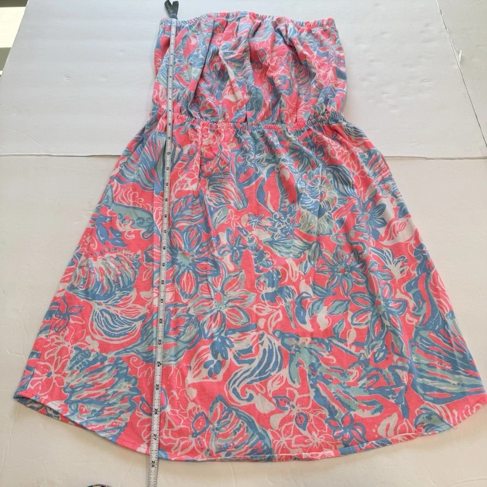 Lilly Pulitzer Windsor Summer Siren Pink Sun Ray Seashell Strapless Dress SMALL - Picture 6 of 8